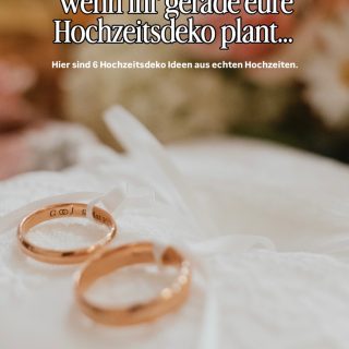 Speicher dir diesen Beitrag für deine Hochzeitsplanung. 🥰✨

Wenn ihr gerade eure Hochzeitsdeko plant, merkt ihr wahrscheinlich schnell, dass es so viele Möglichkeiten gibt und man auch schnell sehr viel Geld ausgeben kann. 🥲💸

Diese sechs Beispiele stammen alle aus Hochzeiten, die ich letztes Jahr fotografieren durfte. Jede Feier hatte ähnliche Elemente, aber war am Ende trotzdem so einzigartig.

Genau das liebe ich an Hochzeiten, wenn das Brautpaar ihre eigene Persönlichkeit in diesen kleinen Dingen reinbringt, macht es einfach so viel aus. 🙏🏻

Vielleicht ist hier auch eine Idee dabei, die euch inspiriert. 💗